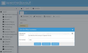 SSH Schlüssel Generierung - openmediavault rsync hidrive